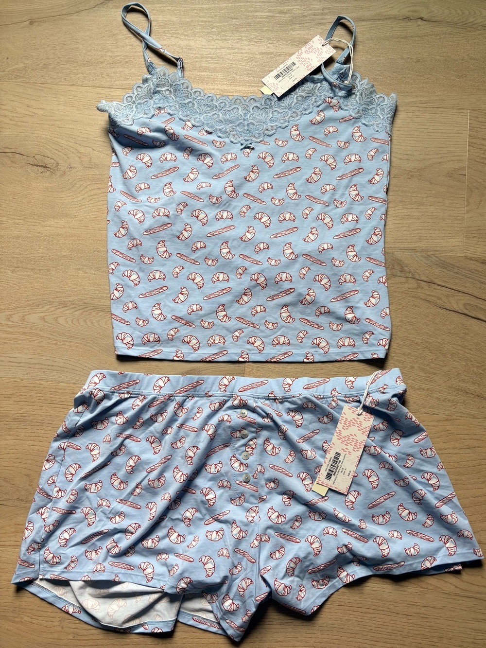 Roller Rabbit Croissant Baguette Sullivan Tank & Shorts Sleep Set Sz XL NWT